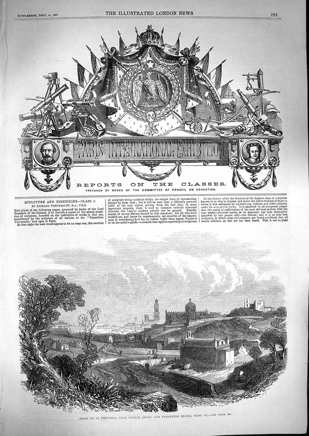 Original Old Antique Print 1867 Zeres Frontera Seville Paris Exhibition Margaux