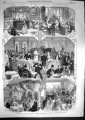 Original Old Antique Print 1867 Paris Exhibition Spanish Swedish Cafes Park