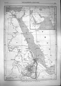 Original Old Antique Print 1867 Abyssinia Map Shores Red Sea Condar M Victorian
