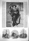 Original Old Antique Print 1867 Trumpeter Ballarat Australia Church Canterbury