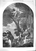 Original Old Antique Print 1867 Peter Martyr Religion Titian Fine Art Victorian