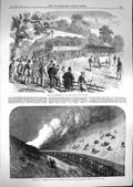 Old Antique Print 1867 Shorthorn Shaw Farm Windsor Train Fire Caledonian 19th