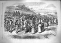 Original Old Antique Print 1867 Garibaldians Bagnorea Roman States Siers War