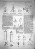 Original Old Antique Print 1867 Apparatus Ventilating Warming Cooking Lighting