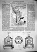 Original Old Antique Print 1867 Lumley Patent Rudder Douglas Lantern Lighthouse