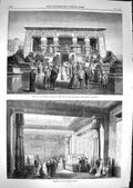 Old Antique Print 1867 Model Temple Edfou Paris International Exhibition 19th