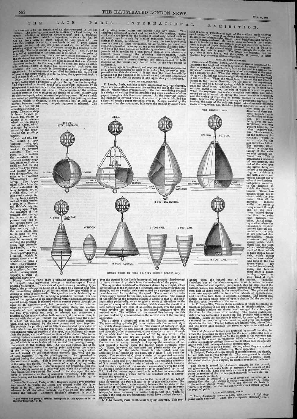 Original Old Antique Print 1867 Buoys Uses Trinity House Herbert Foot C 19th