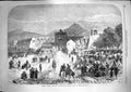 Original Old Antique Print 1867 French Troops Encamped Lateran Gate Rom 19th