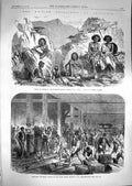 Old Antique Print 1867 Shohos Hamhamo Tekonda Abyssinia Globe Wharf Canal 19th