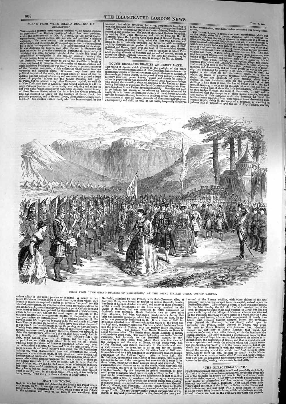 Original Old Antique Print 1867 Grand Duchess Gerolstein Italian Opera Covent