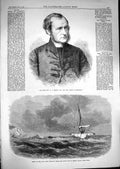 Old Antique Print 1867 Rev. Selwyn Bishop Lichfield Royal Mail Ship Rhone 19th