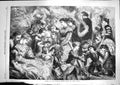 Old Antique Print 1867 Echoes Christmas Chimes Children Family Fine Art 19th