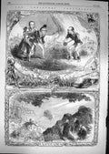 Original Old Antique Print 1867 Christmas Pantomimes Lyceum Drury Lane Holborn