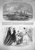 Original Old Antique Print 1868 Paris Fashion Abyssinia Ship Coromandel Red Sea