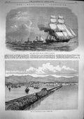 Old Antique Print 1868 Ship Argus Massowah Pier Landing-Place Zulla Bay 19th