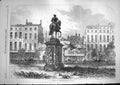 Original Old Antique Print 1868 Scene Leicester Square London Monument 19th