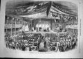 Original Old Antique Print 1868 Sketches Japan Theatre Osaka Audience Victorian