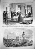 Original Old Antique Print 1868 Lighthouse Kennery Bombay Bartholomew Hospital