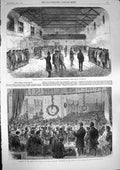 Old Antique Print 1868 London Irish Rifle Volunteers Riding-School Police 19th