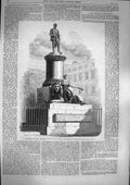 Old Antique Print Stained 1868 Monument Field Marshal Lord Clyde Waterloo 19th