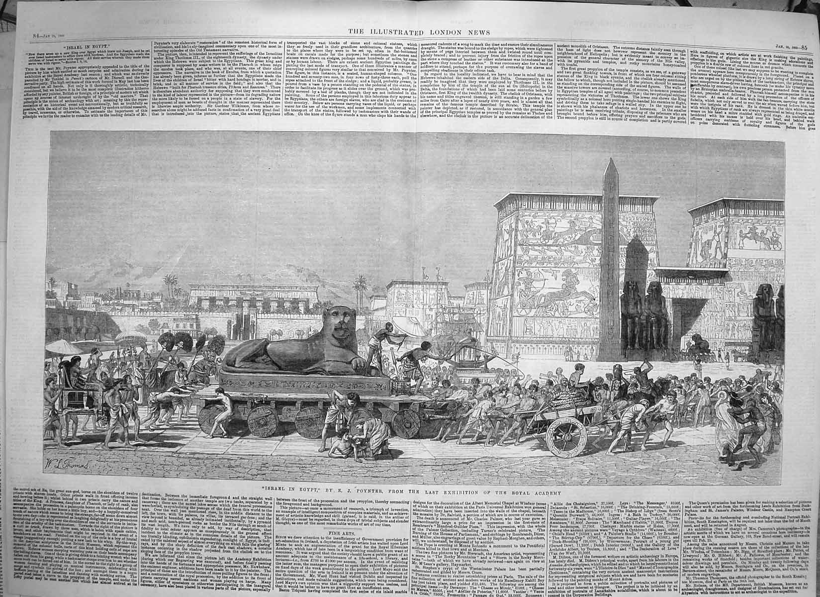 Original Old Antique Print 1868 Israel Egypt Sculpture 19th Century