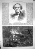 Old Antique Print 1868 Charles Kean Fire Royal Military College Sandhurst 19th