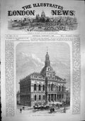 Original Old Antique Print 1868 Architecture New Townhall Ipswich England 19th