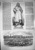 Old Antique Print 1868 Statue William Westminster Catamaran Boats Madras 19th