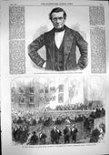 Original Old Antique Print 1868 Charles Wheatstone Young Livingstone Burlington