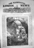 Original Old Antique Print 1868 Scene Disaster Landslip Naples Italy Victorian