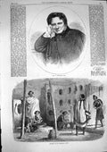 Original Old Antique Print 1868 Portrait Landseer Interior Abyssinian House