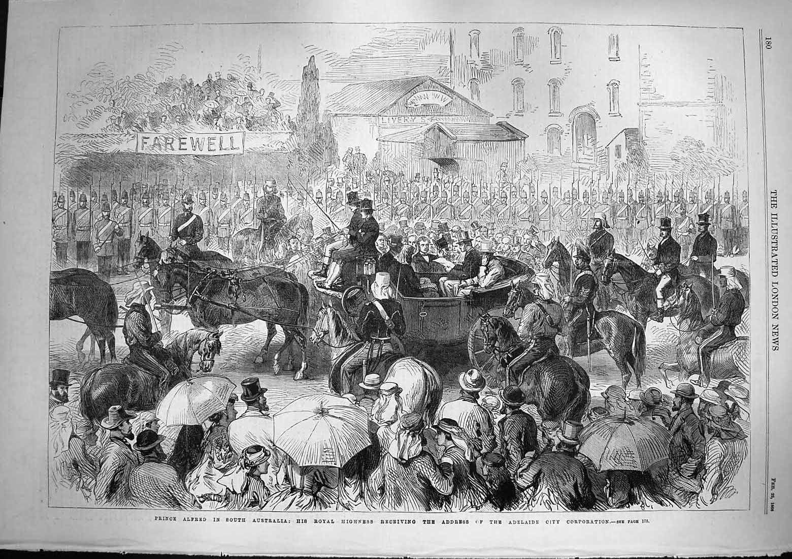 Old Antique Print 1868 Prince Alfred Australia Adelaide City Corporation 19th