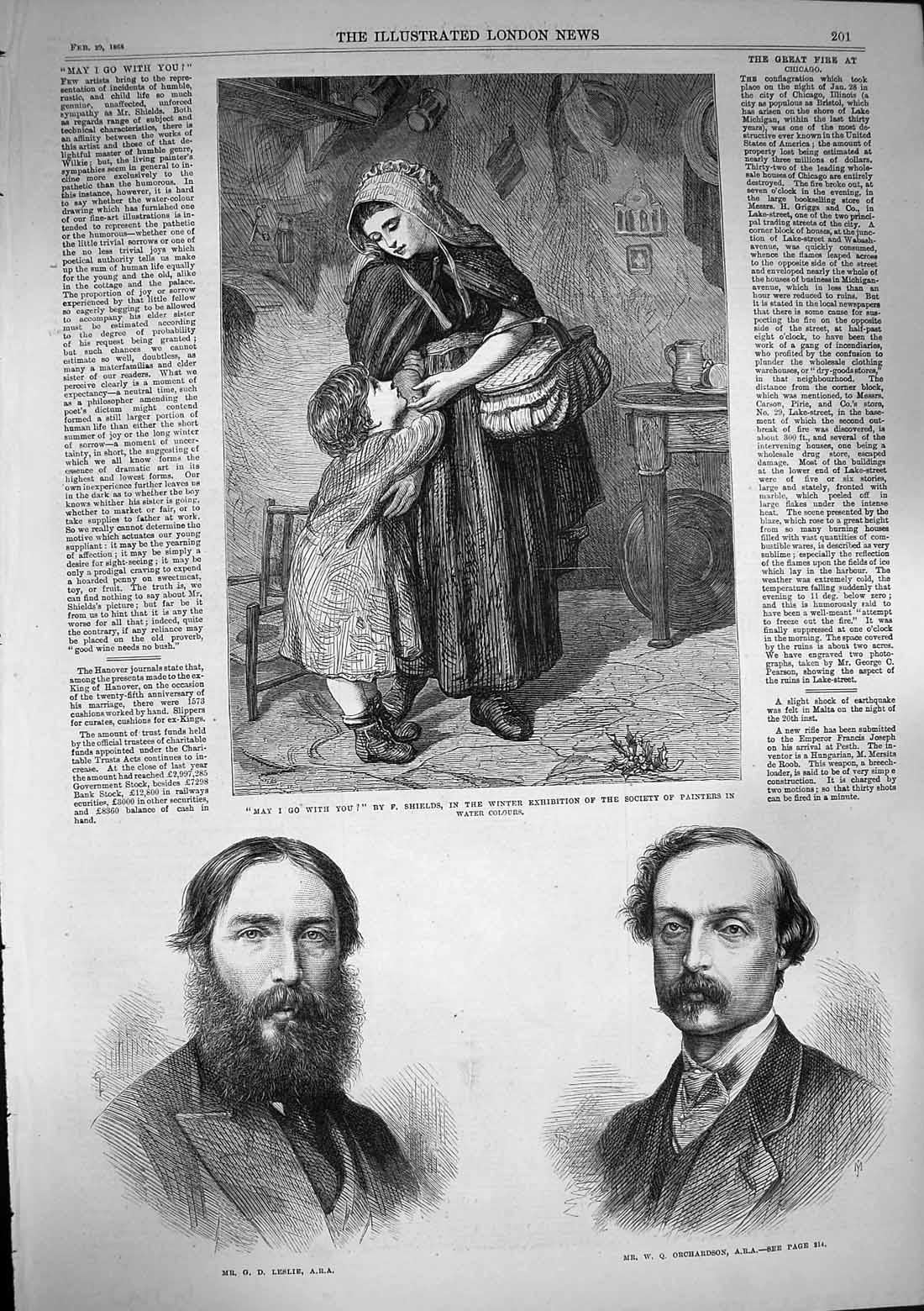 Original Old Antique Print 1868 Leslie Orchardson Little Girl Woman Shields