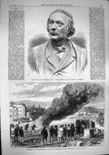 Old Antique Print 1868 Bust Victor-Cousin Munro L'Extincteur Thames River 19th