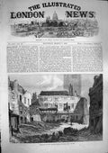 Original Old Antique Print 1868 Demolition Saracen'S Head Snow Hill Horse Cart