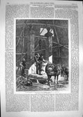 Original Old Antique Print 1868 Water-Carriers Well Alhambra Spain Donkeys 19th