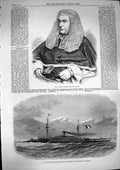 Original Old Antique Print 1868 Justice Hannen New Judge French Ship Rochambeau