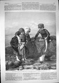 Old Antique Print 1868 Mariners Children Rocks Sea Boat Lawrence Duncan 19th