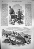 Original Old Antique Print 1868 Church Goun-Gouna Abyssinia Town Adigerat 19th