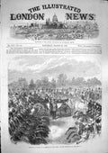 Old Antique Print 1868 Inspection Troops Aldershott Queen Cavalry Horses 19th
