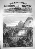 Original Old Antique Print 1868 Abyssinia Waterfall Mai Muna Senafe Fine Art