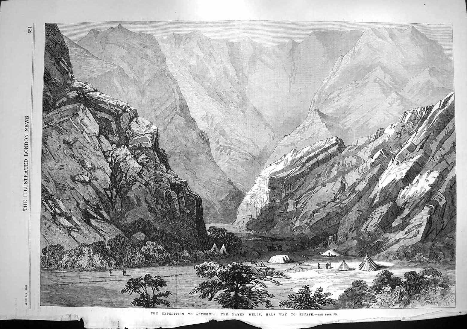 Old Antique Print 1868 Mayen Wells Senafe Mountains Expedition Abyssinia 19th
