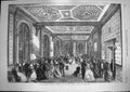 Original Old Antique Print 1868 Mr Mrs Disraeli Assembly Foreign Office 19th