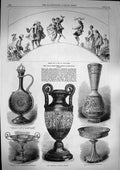 Original Old Antique Print 1868 Loan Art Kensington Vase Opaque Claret-Ju 19th
