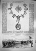 Old Antique Print 1868 Collar Badge Knight Patrick Phoenix Park Lancers 19th
