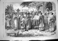 Original Old Antique Print 1868 Abyssinia Church Festival Palm Sunday Natives