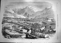 Original Old Antique Print 1868 Abyssinia Watering-Place Animals Koomaylee Pass