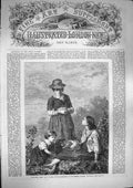 Original Old Antique Print 1868 Rival Pets Children Dogs Garden Castan 19th