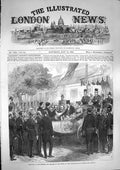 Original Old Antique Print 1868 Reception Emperor French Municipality Orleans