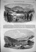 Original Old Antique Print 1868 Villa San Martino Napoleon Isle Elba Porta 19th